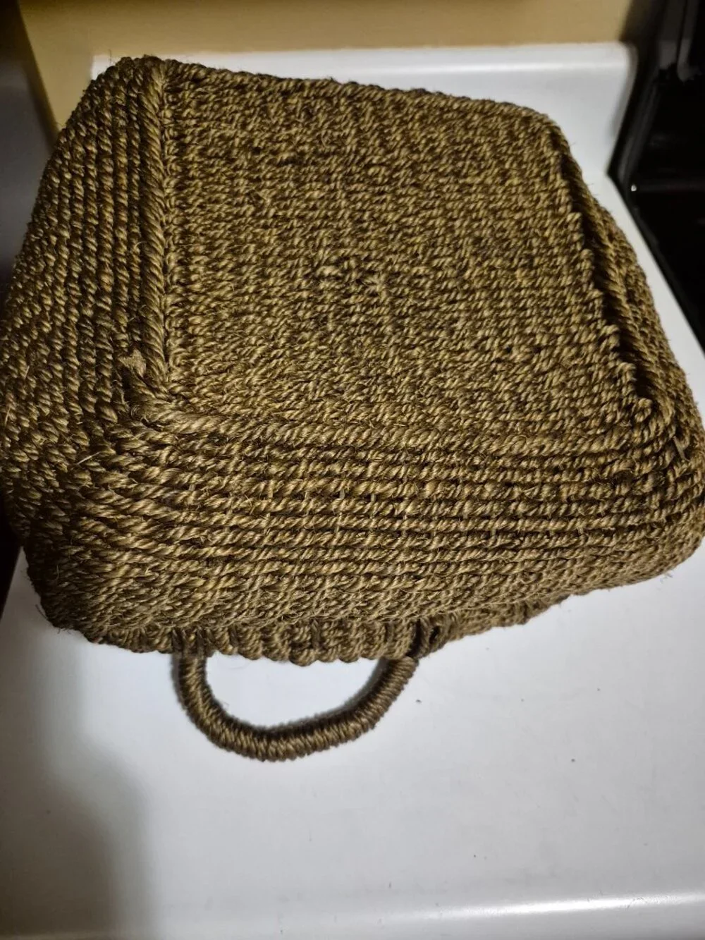 DARK BROWN RECTANGULAR HAND-WOVEN BASKET